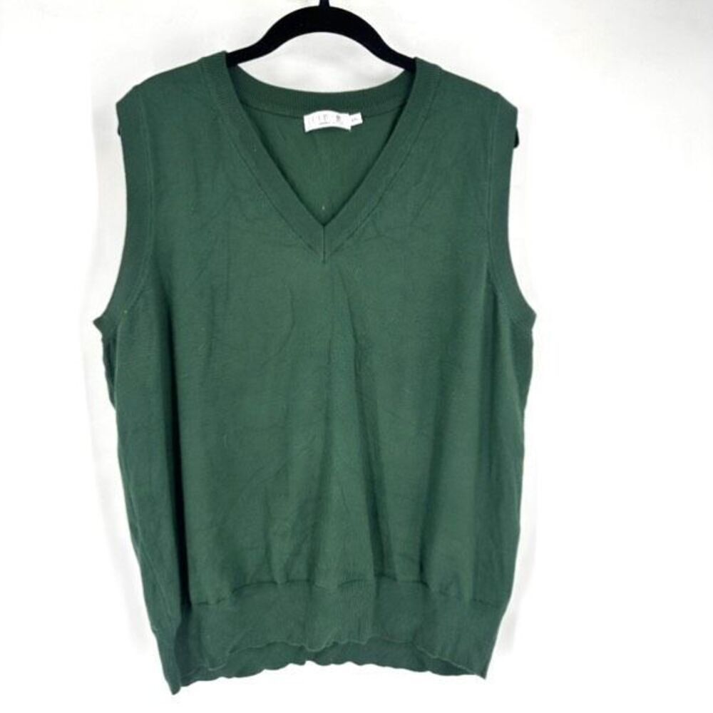 Eimin Women’s Forest Green Stretch V‎ Neck Swester Vest Size 3XL Preppy Oxford